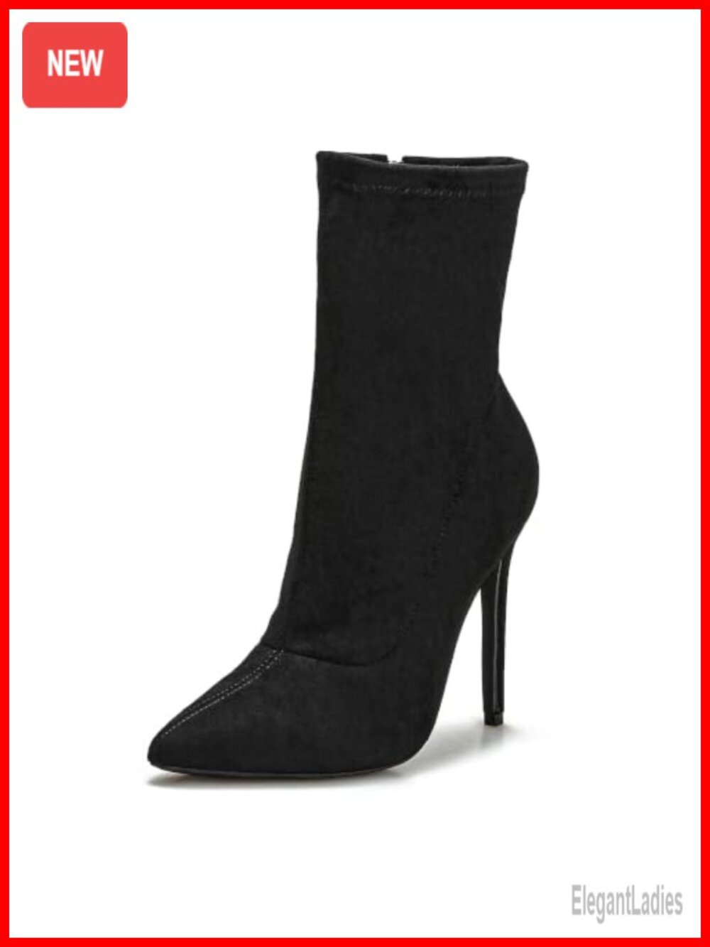 Pointed Toe Stiletto Heel Ankle Boots Side Zipper Booties Faux Suede